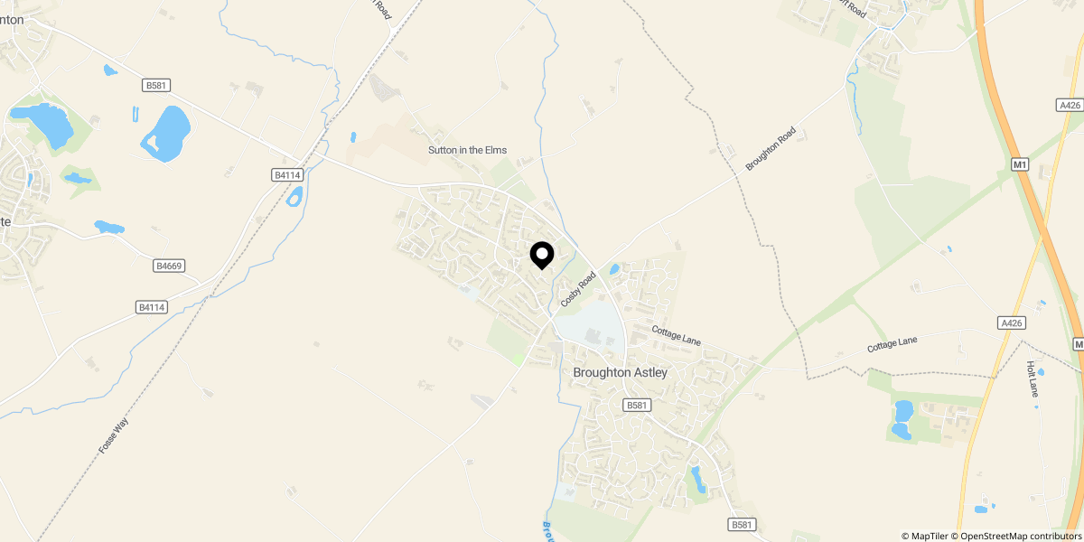 Approximate location of Green Road, Broughton Astley, Leicester, LE9 6RA