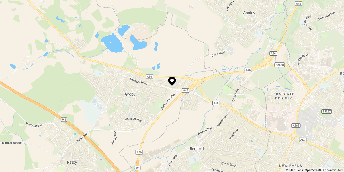 Approximate location of Foxglove Drive, Groby