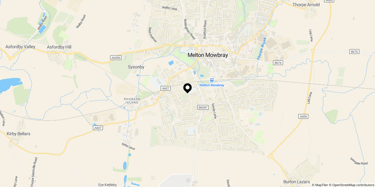 Approximate location of Dalby Road, Melton Mowbray, LE13 0BH