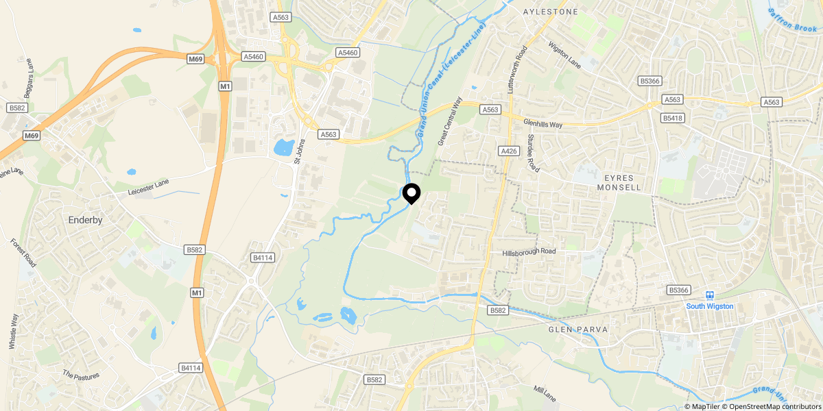 Approximate location of Parsons Drive, Glen Parva, Leicester, LE2 9NS
