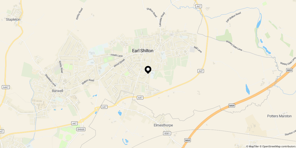 Approximate location of Borrowdale Close, Earl Shilton, Leicester, LE9 7