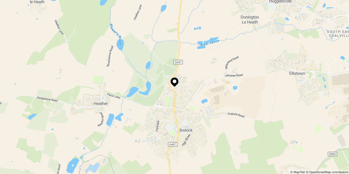 Approximate location of Melbourne Road, Ibstock, LE67 6NR