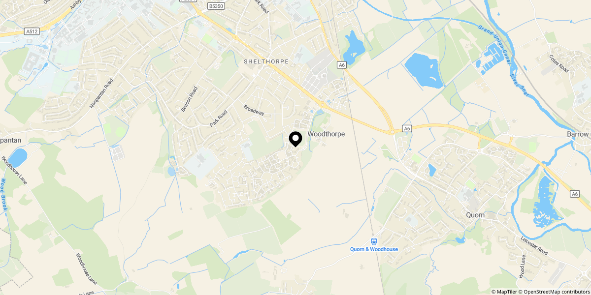 Approximate location of Hillcrest Drive, Loughborough, LE11 2GX