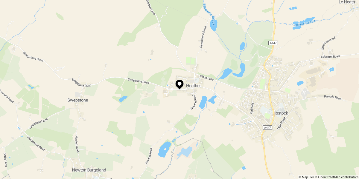 Approximate location of Belcher Close, Heather, LE67 2RN