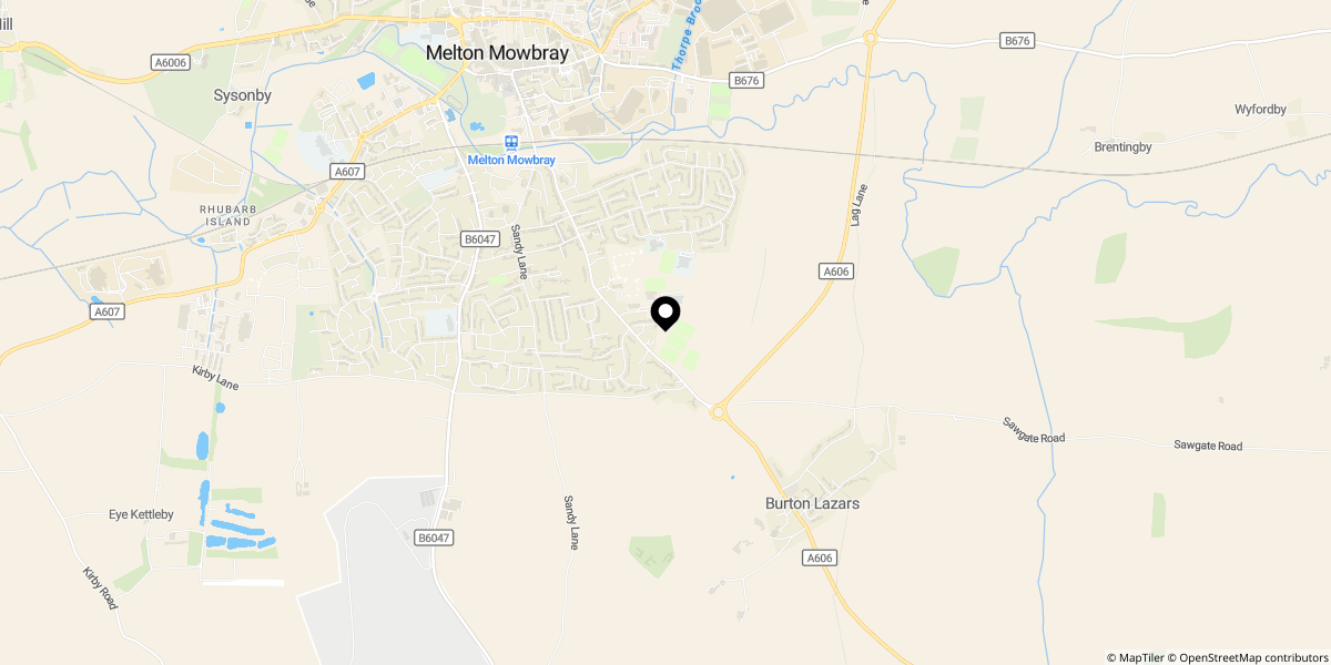 Approximate location of Burton Road, Melton Mowbray, LE13 1DN