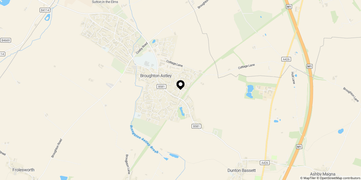 Approximate location of Lea Close, Broughton Astley, Leicester, LE9 6NW