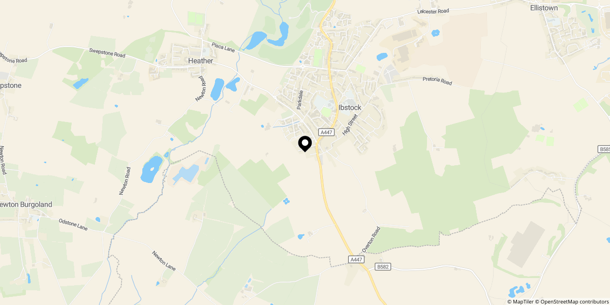 Approximate location of Hinckley Road, Ibstock, LE67 6PB