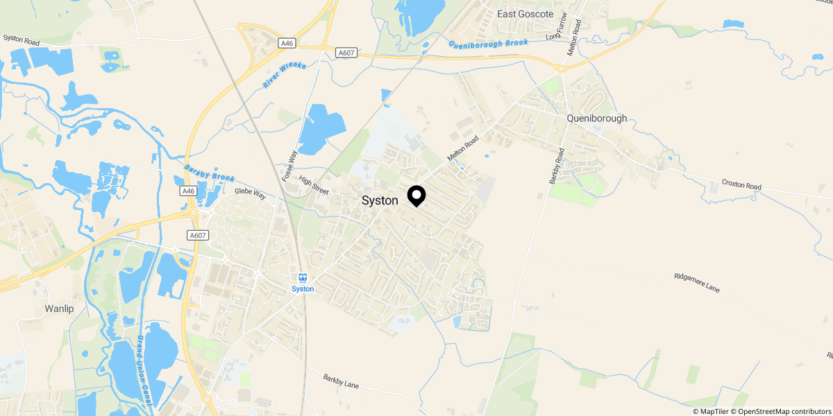 Approximate location of Central Avenue, Syston, Leicester, LE7 2EF
