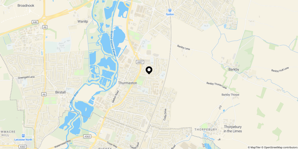 Approximate location of Charnwood Avenue, Thurmaston, Leicester, LE4 8FL