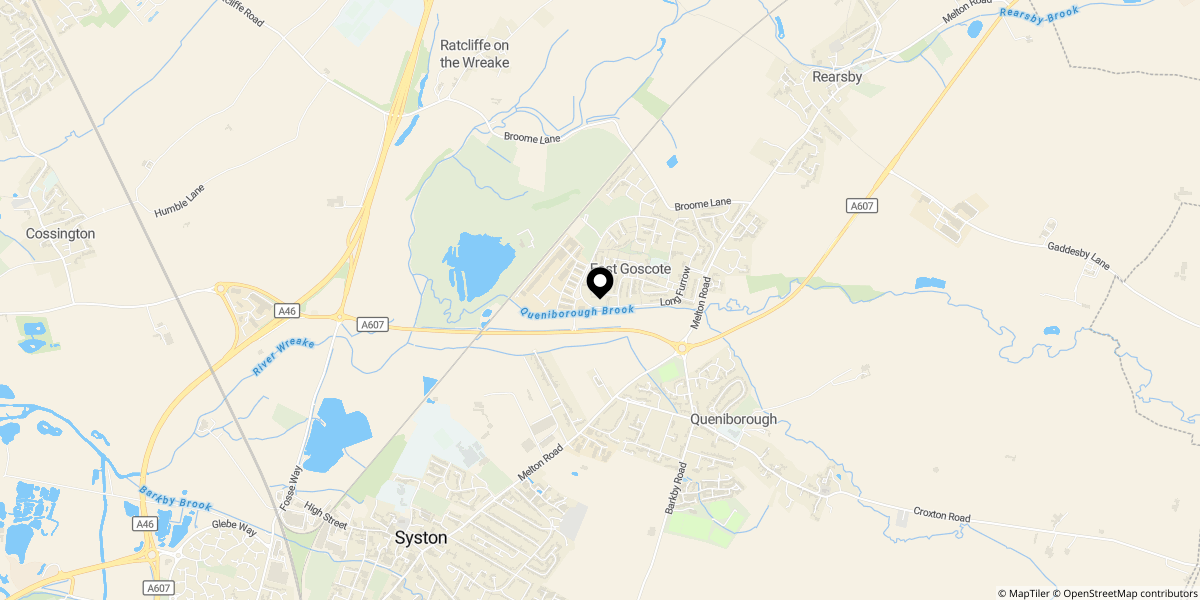 Approximate location of Saddlers Close, East Goscote, LE7 3ZS